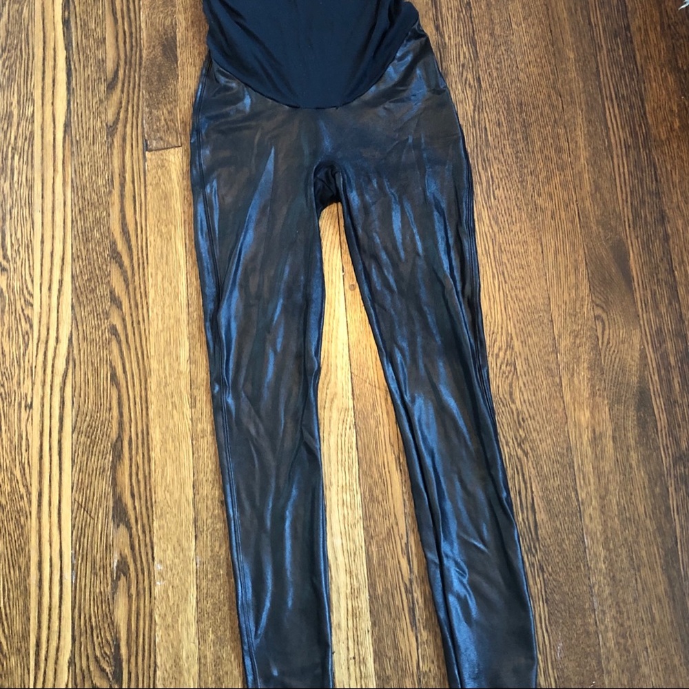 Spanx mama faux leather leggings